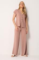 LTS Tall Women's Light Pink Knitted Wide Leg Trousers | Long Tall Sally 3