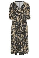 YOURS Curve Black Soft Touch Floral Wrap Dress
