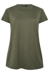YOURS Curve Khaki Green Core T-Shirt