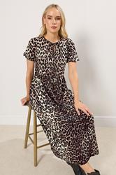LTS Tall Beige Brown Tie Front Smock Dress | Long Tall Sally 1