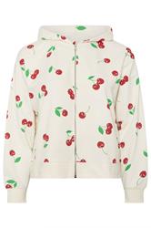 LIMITED COLLECTION Plus Size Cream Cherry Zip Through Hoodie | Yours Clothing 5