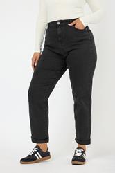 YOURS Plus Size Black Washed Boyfriend Jeans | Yours Clothing 1