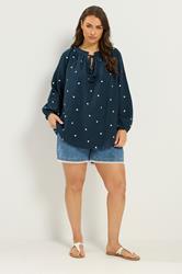 YOURS Plus Size Navy Blue Blouse | Yours Clothing 1
