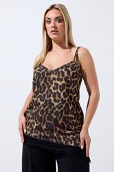 LIMITED COLLECTION Plus Size Chocolate Brown Leopard Asymmetric Vest Top | Yours Clothing 3