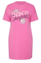 YOURS Plus Size Pink 'Disco Cowgirl' Sleep Tee Nightdress | Yours Clothing 6