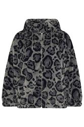 YOURS Plus Size Grey Leopard Print Faux Fur Hooded Jacket | Yours Clothing 7