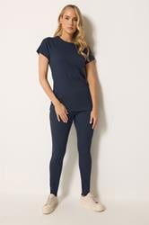 LTS Tall Women's Navy Blue Ribbed T-Shirt | Long Tall Sally 1