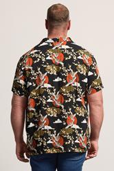 BadRhino Big & Tall Black Japanese Woodblock Print Shirt | BadRhino 4