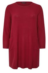 EVANS Plus Size Red Front Pocket Tunic Jumper | Evans  5