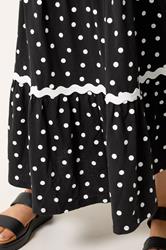 YOURS Plus Size Black Polka Dot Contrast Swirl Maxi Skirt | Yours Clothing 4