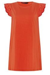 YOURS Curve Orange Broderie Frill Vest Top