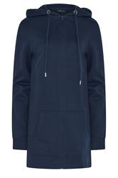 LTS Tall Women's Navy Blue Cotton Longline Zip Hoodie | Long Tall Sally 5