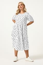YOURS Plus Size White Polka Dot Tiered Maxi Dress | Yours Clothing 2