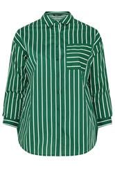 YOURS Curve Dark Green & White Striped Shirt