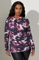 YOURS LONDON Plus Size Purple Floral Print Wrap Top | Yours Clothing 3