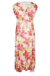 YOURS LONDON Curve White Floral Mesh Godet Hem Wrap Dress