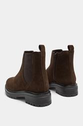 Chocolate Brown Suede Chelsea Boots In Wide E Fit | Yours Clothing 4