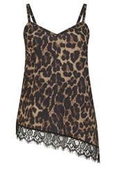 LIMITED COLLECTION Curve Chocolate Brown Leopard Asymmetric Vest Top