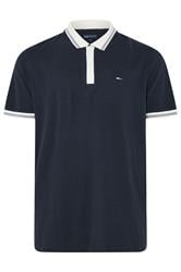 BadRhino Big & Tall Navy Blue Mini Check Tipped Polo Shirt