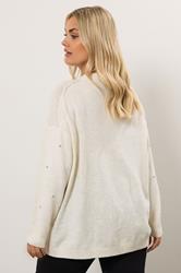 YOURS Plus Size Ivory White Embellished Front Jumper | Yours Clothing 2