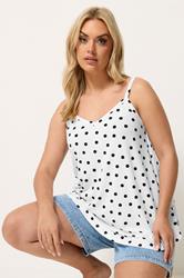 YOURS Plus Size White Polka Dot Swing Cami | Yours Clothing 3