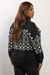 YOURS Plus Size Black Fairisle Knitted Jumper | Yours Clothing 4
