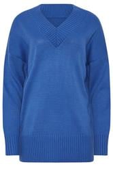 LTS Tall Cobalt Blue Knitted V-Neck Jumper