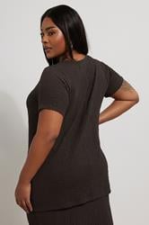 YOURS Plus Size Chocolate Brown Textured Swing Top | Yours Clothing 4