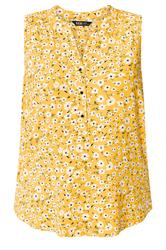 YOURS Plus Size Yellow Floral Notch Neck Vest Top | Yours Clothing 5