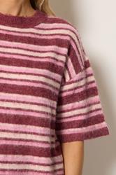 LTS Tall Women's Pink Stripe Fluffy Knit Jumper | Long Tall Sally 4