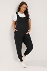 BUMP IT UP MATERNITY Curve Black Oversized Jumpsuit | Yours Clothing 1
