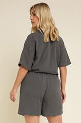 YOURS Plus Size Charcoal Grey Cotton Cheesecloth Shorts | Yours Clothing 3