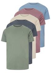 BadRhino Big & Tall Green/Blue/Purple/Cream/Navy Blue 5 Pack Extra Long T-Shirts