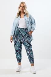 YOURS Plus Size Blue Paisley Print Harem Trousers | Yours Clothing 2
