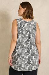 EVANS Plus Size Ivory White Palm Print Vest Top| Evans 4