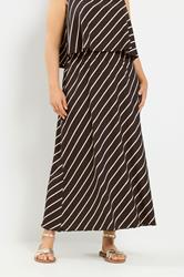 YOURS Plus Size Chocolate Brown Stripe Maxi Skirt | Yours Clothing 3
