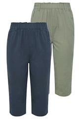 YOURSET 2 PACK Curve Khaki Green & Navy Blue Cool Cotton Cropped Trousers