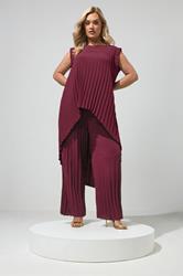 YOURS LONDON Plus Size Purple Pleated Set | Yours Clothing 1