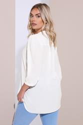 YOURS Plus Size White Woven Check Pintuck Blouse | Yours Clothing 2
