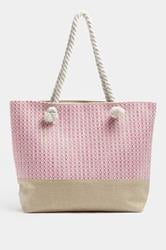 Pink Tweed Look Tote Bag