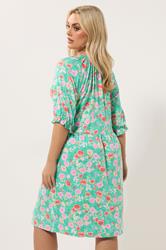 YOURS Plus Size Green Floral Notch Neck Dress | Yours Clothing 2