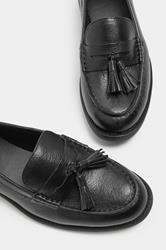 Black Tassle Loafers In Wide E Fit | Yours Clothing 5