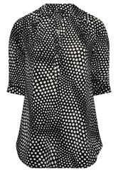 YOURS Curve Black Polka Dot Half Placket Shirt