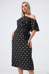 LIMITED COLLECTION Plus Size Black Polka Dot Frill Dress | Yours Clothing 1