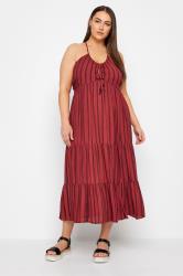 Evans Rust Orange Stripe Smock Maxi Dress 1