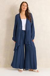 EVANS Plus Size Navy Blue Longline Cover-Up Cardigan | Evans 1