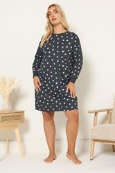YOURS Plus Size Grey Heart Long Sleeve Nightdress | Yours Clothing 3