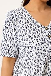 YOURS Plus Size White Floral Button Front Top | Yours Clothing 4