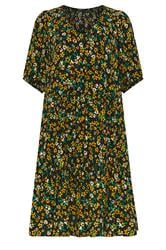 YOURS Curve Black Floral Tiered Mini Smock Dress