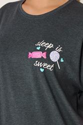 YOURS Plus Size Grey 'Sleep Is Sweet' Wide Leg Pyjama Set | Yours Clothing 4